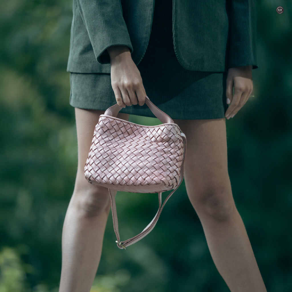 Borsetta Sibilla in pelle intrecciata