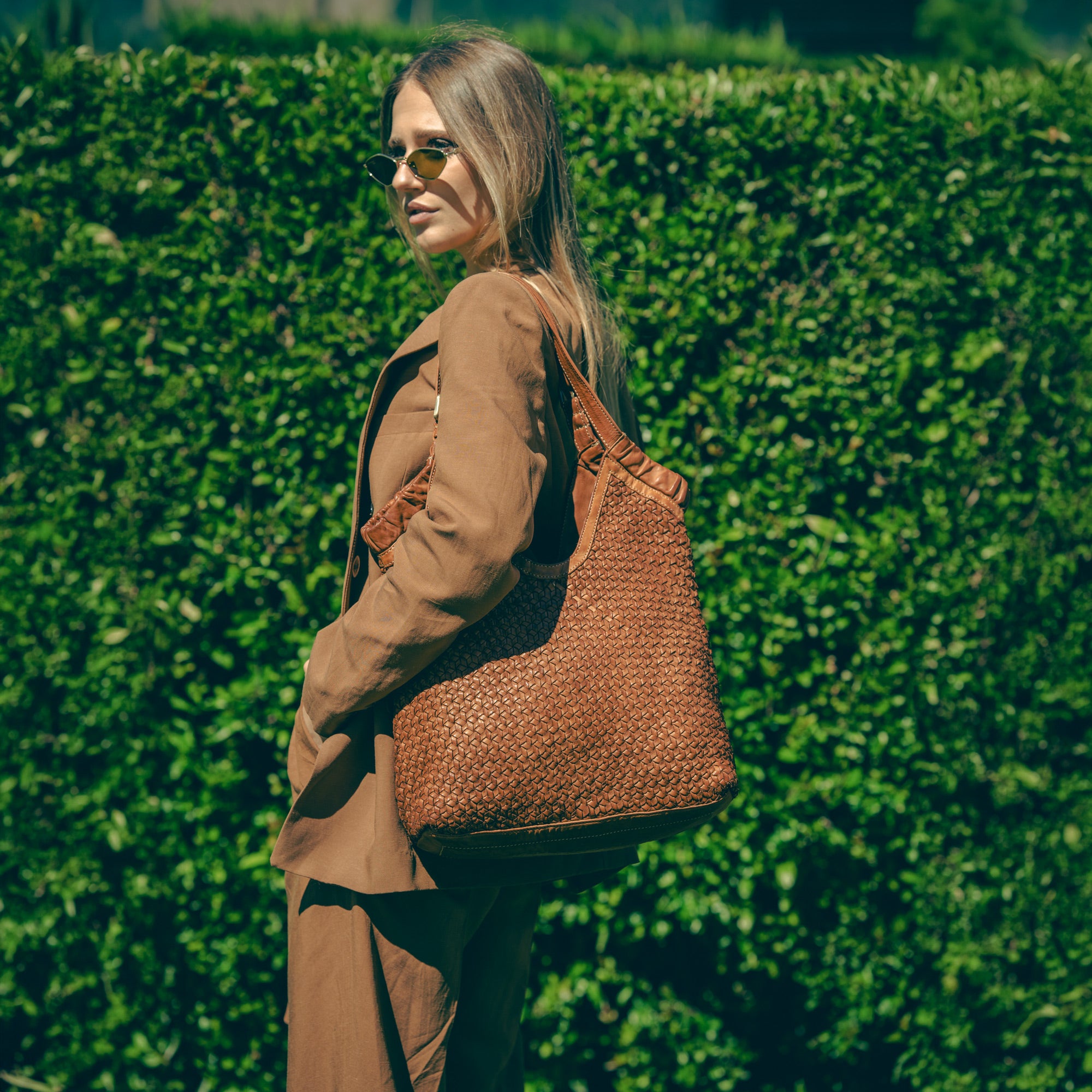 Borsa Anita in pelle intrecciata