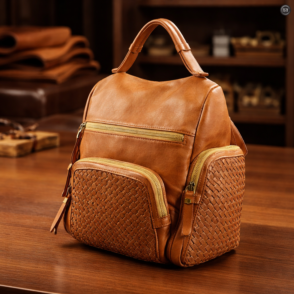 Zainetto Volterra reversibile in pelle intrecciata