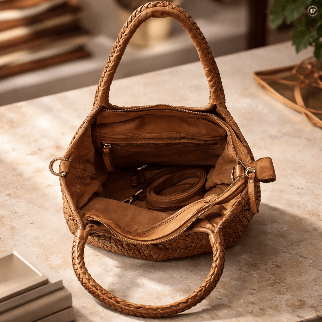 Borsa Alba Maxi in pelle intrecciata - Fury