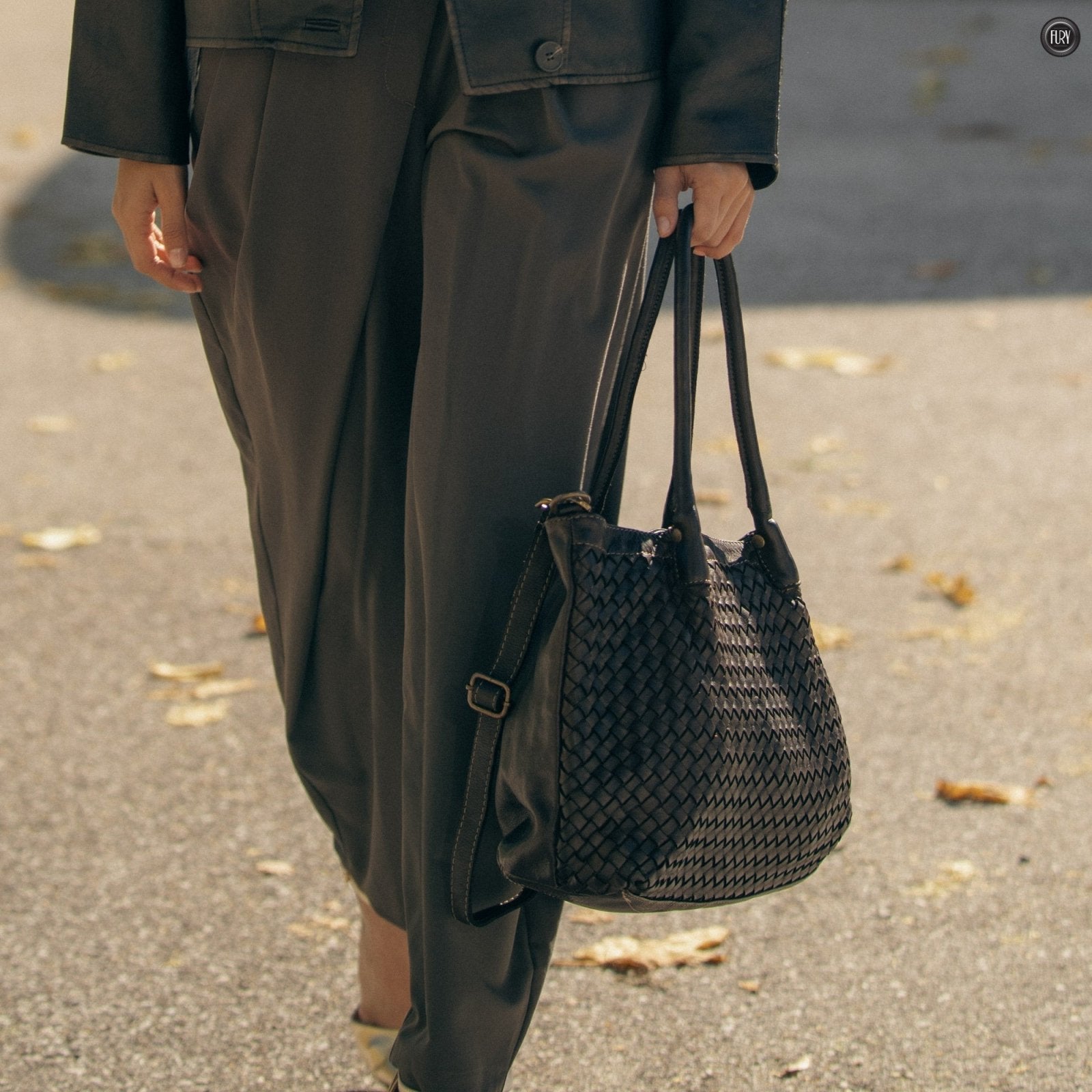 Borsa Caterina Riva in pelle intrecciata - Fury