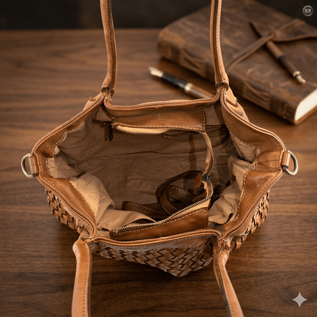 Borsa Caterina Riva in pelle intrecciata - Fury