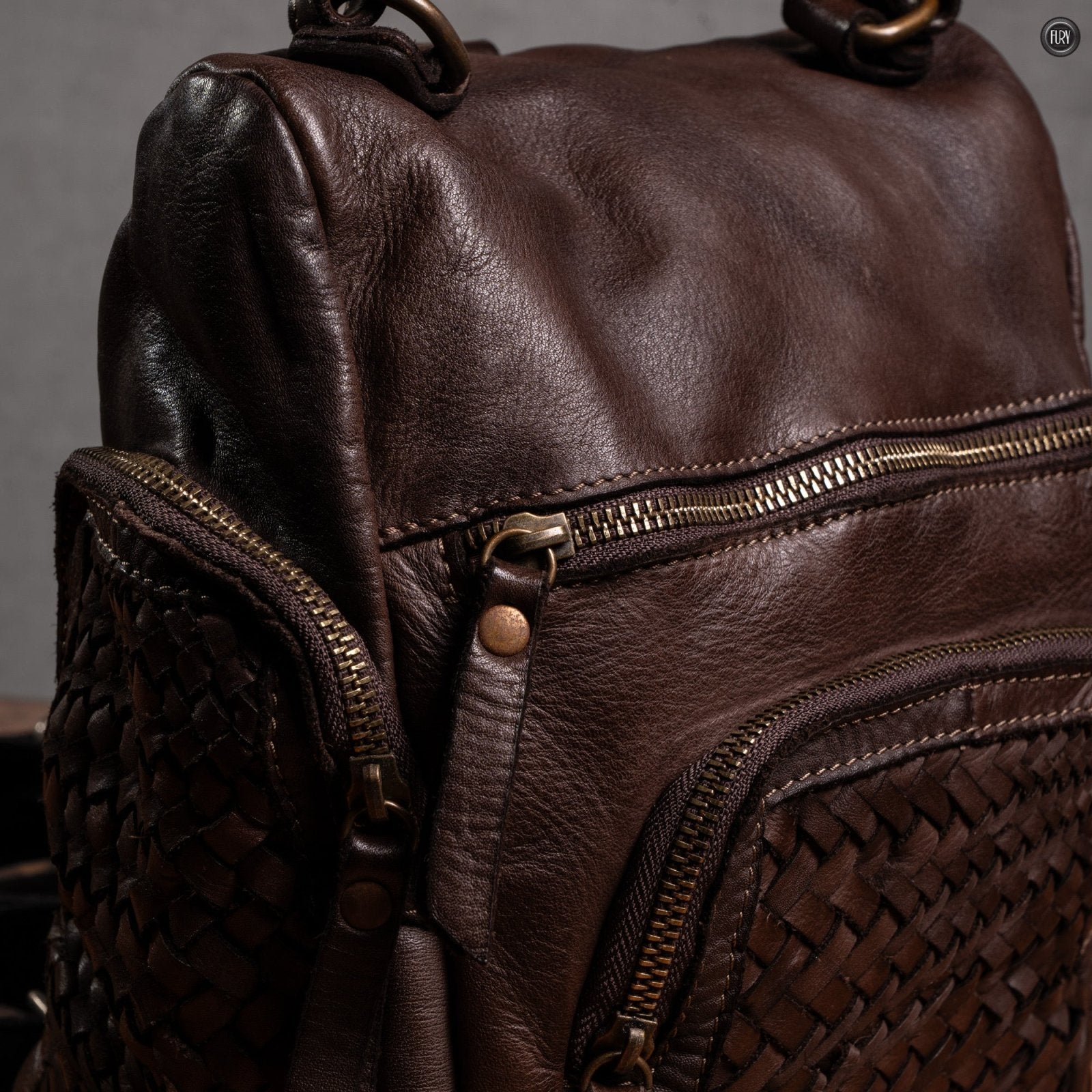 Zainetto Volterra reversibile in pelle intrecciata - Fury