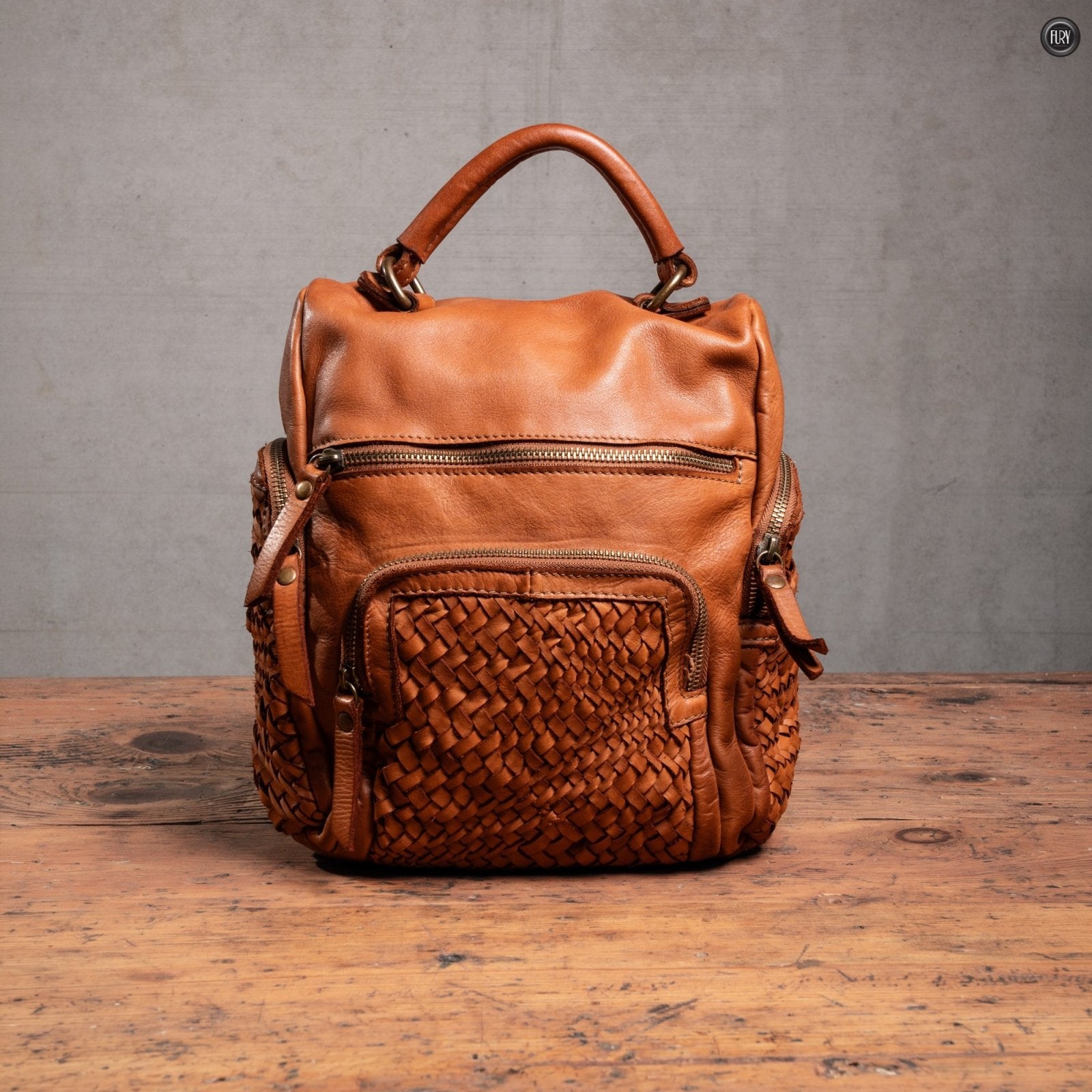 Zainetto Volterra reversibile in pelle intrecciata - Fury