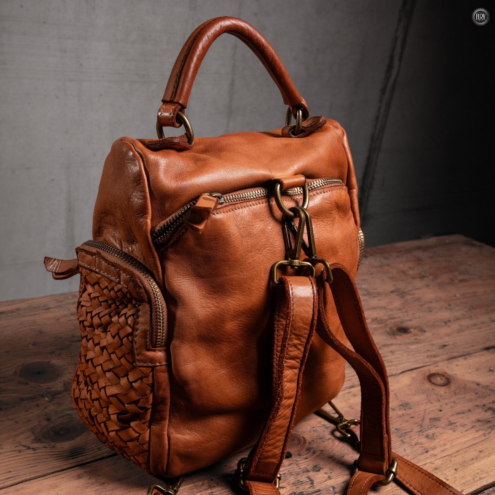 Zainetto Volterra reversibile in pelle intrecciata - Fury