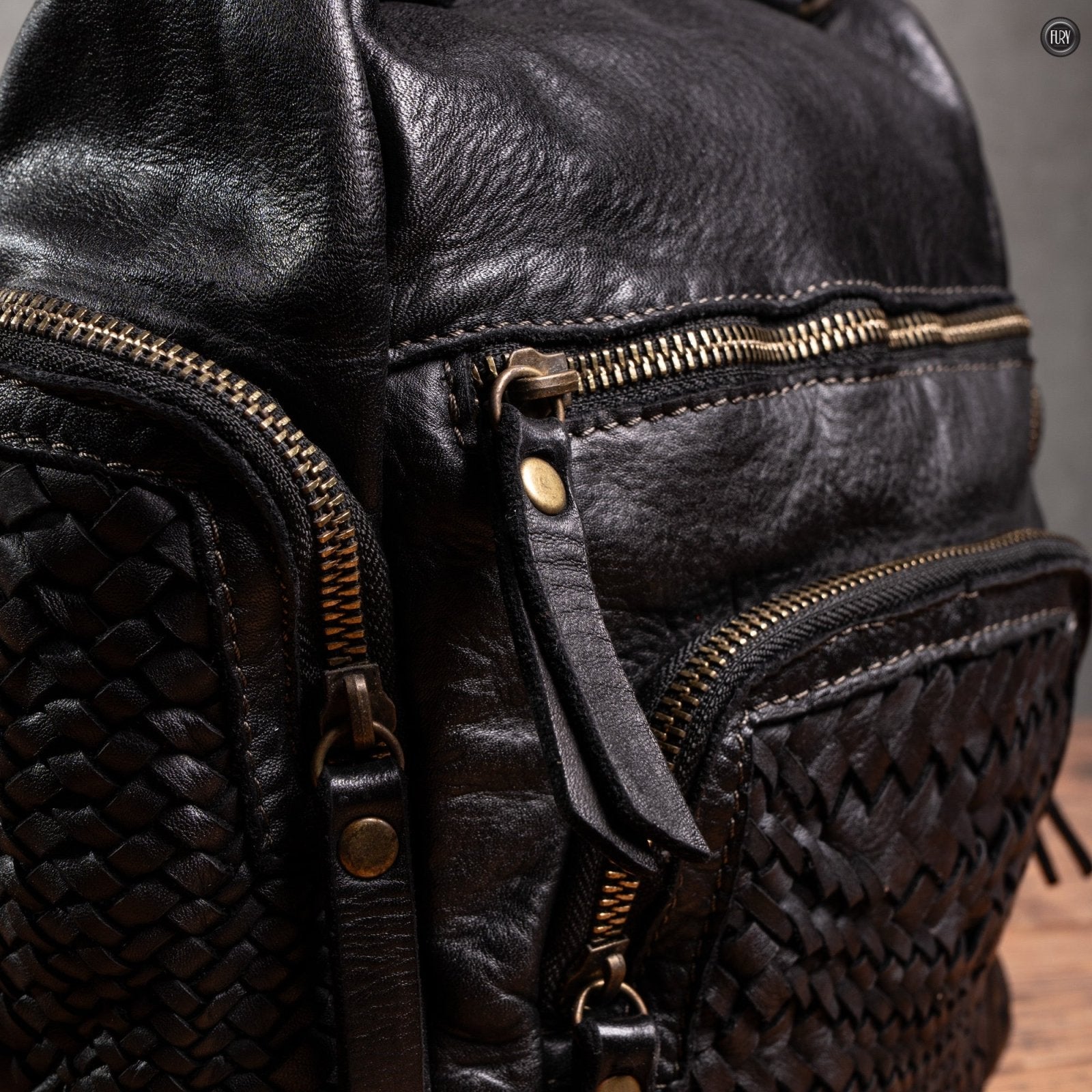 Zainetto Volterra reversibile in pelle intrecciata - Fury