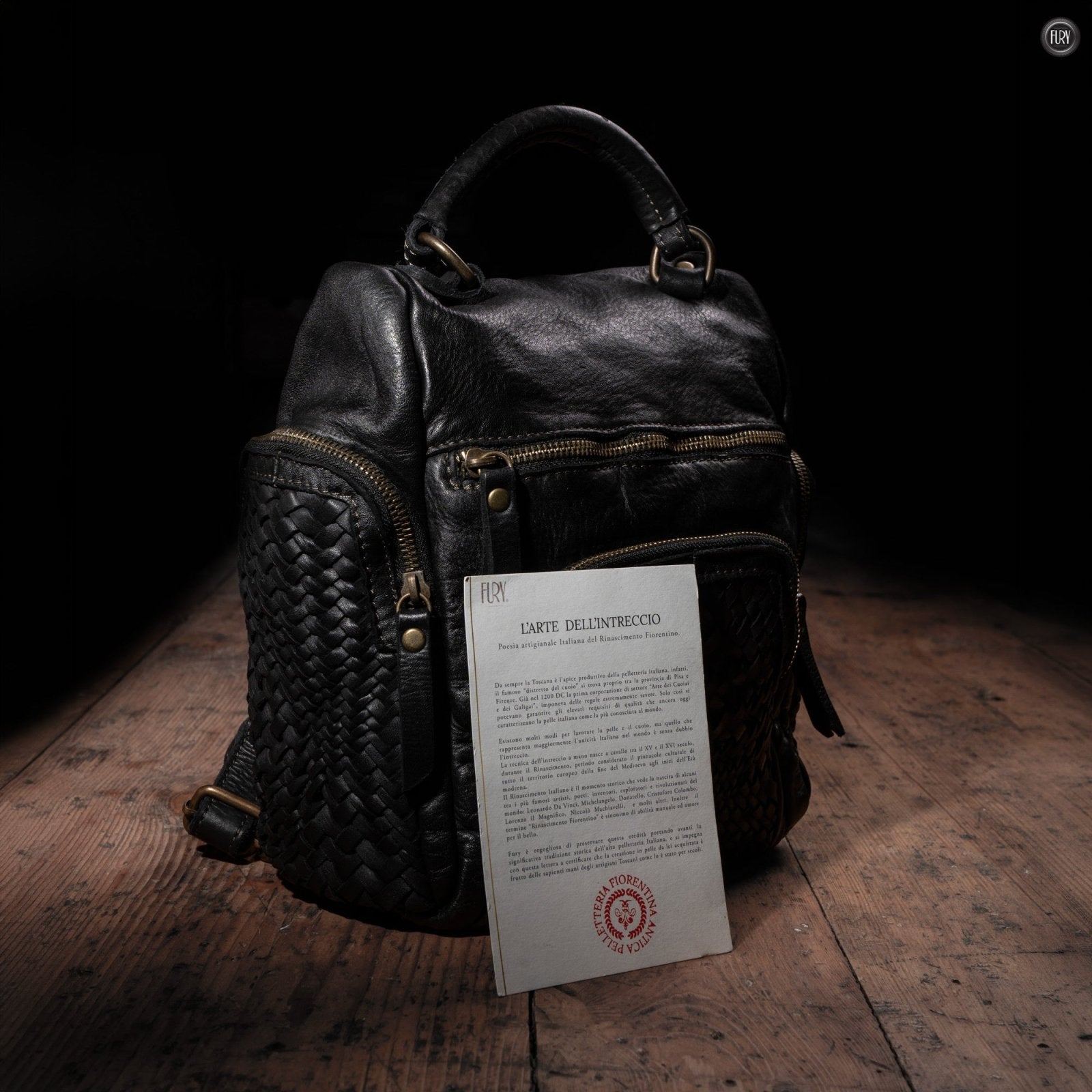 Zainetto Volterra reversibile in pelle intrecciata - Fury