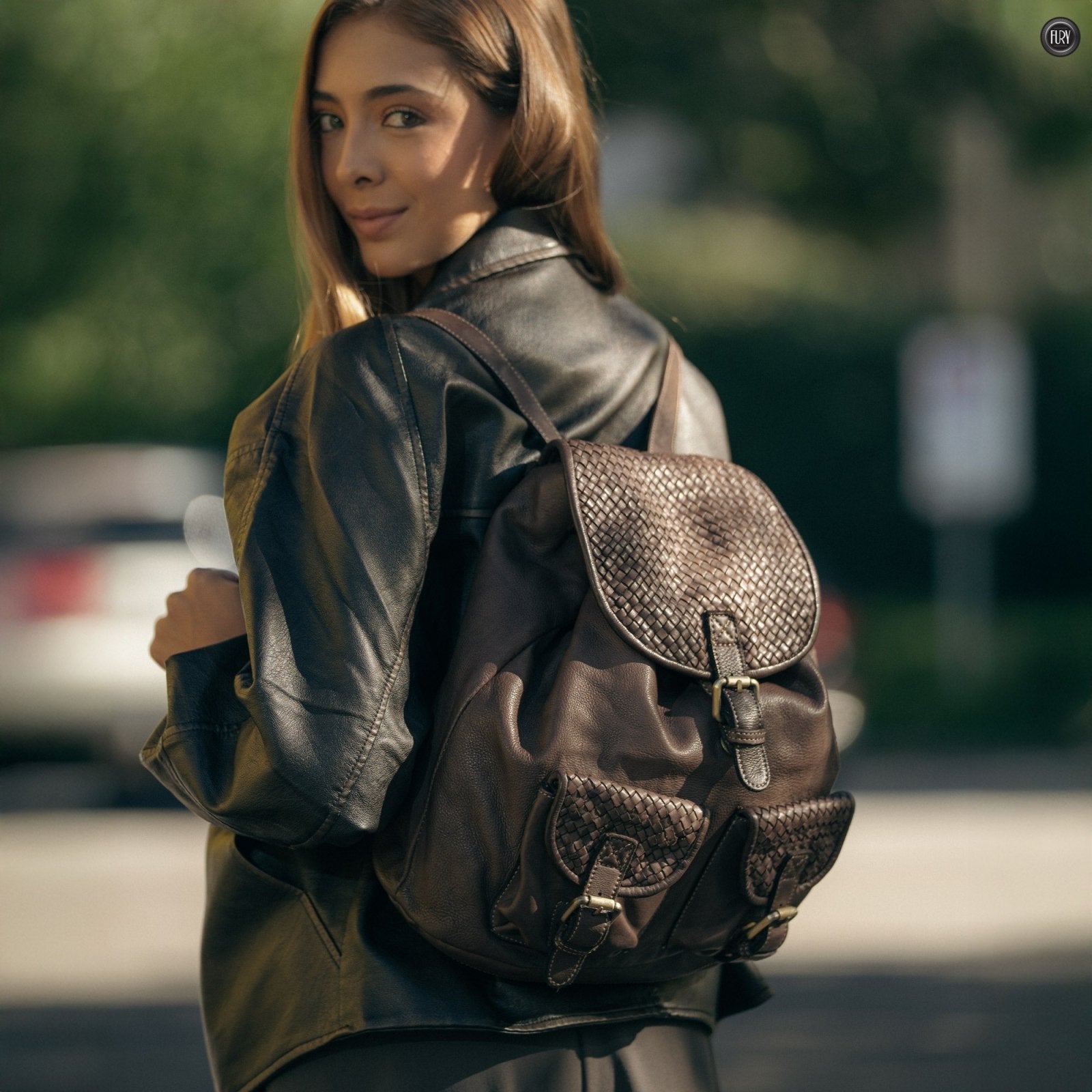 Zaino Lorenzo in pelle intrecciata - Fury