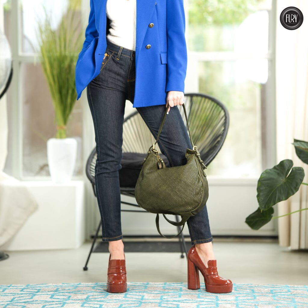 Borsa a spalla Ginger in pelle intrecciata - Fury