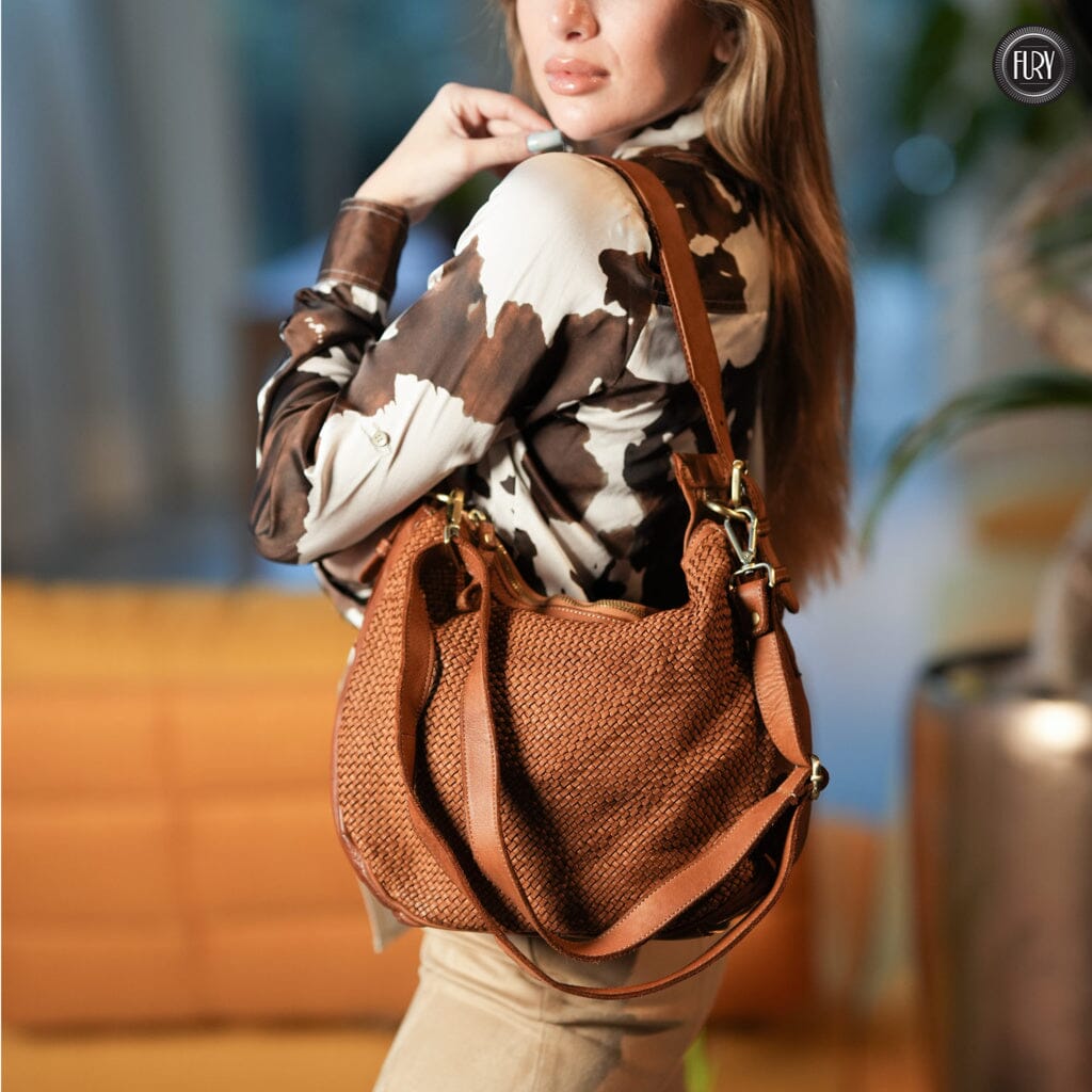 Borsa a spalla Ginger in pelle intrecciata - Fury