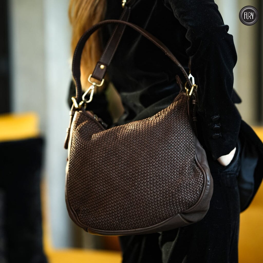 Borsa a spalla Ginger in pelle intrecciata - Fury