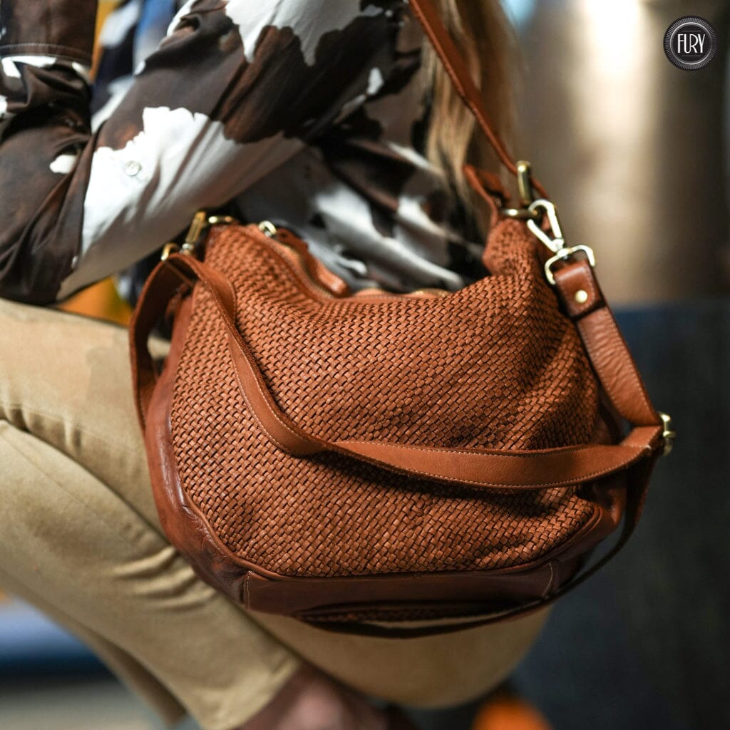 Borsa a spalla Ginger in pelle intrecciata - Fury
