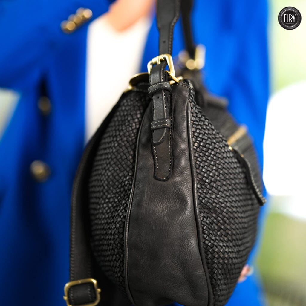 Borsa a spalla Ginger in pelle intrecciata - Fury