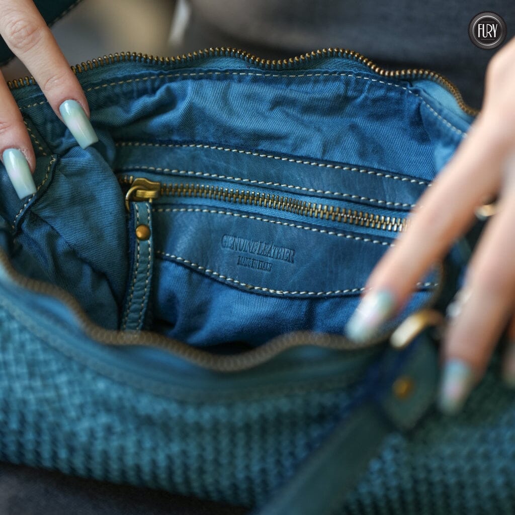 Borsa a spalla Ginger in pelle intrecciata - Fury