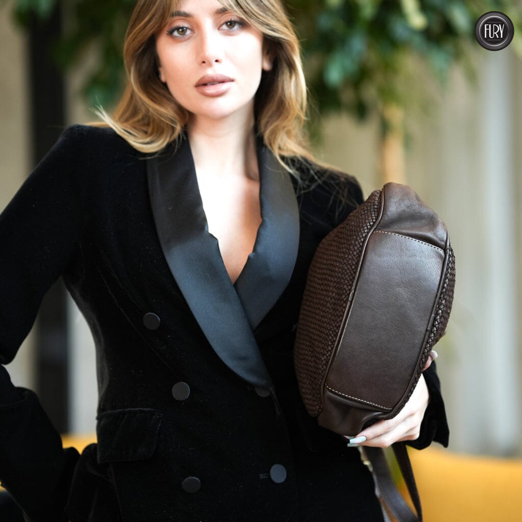 Borsa a spalla Ginger in pelle intrecciata - Fury