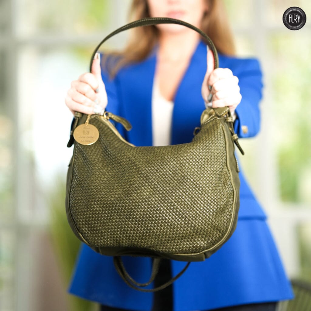 Borsa a spalla Ginger in pelle intrecciata - Fury