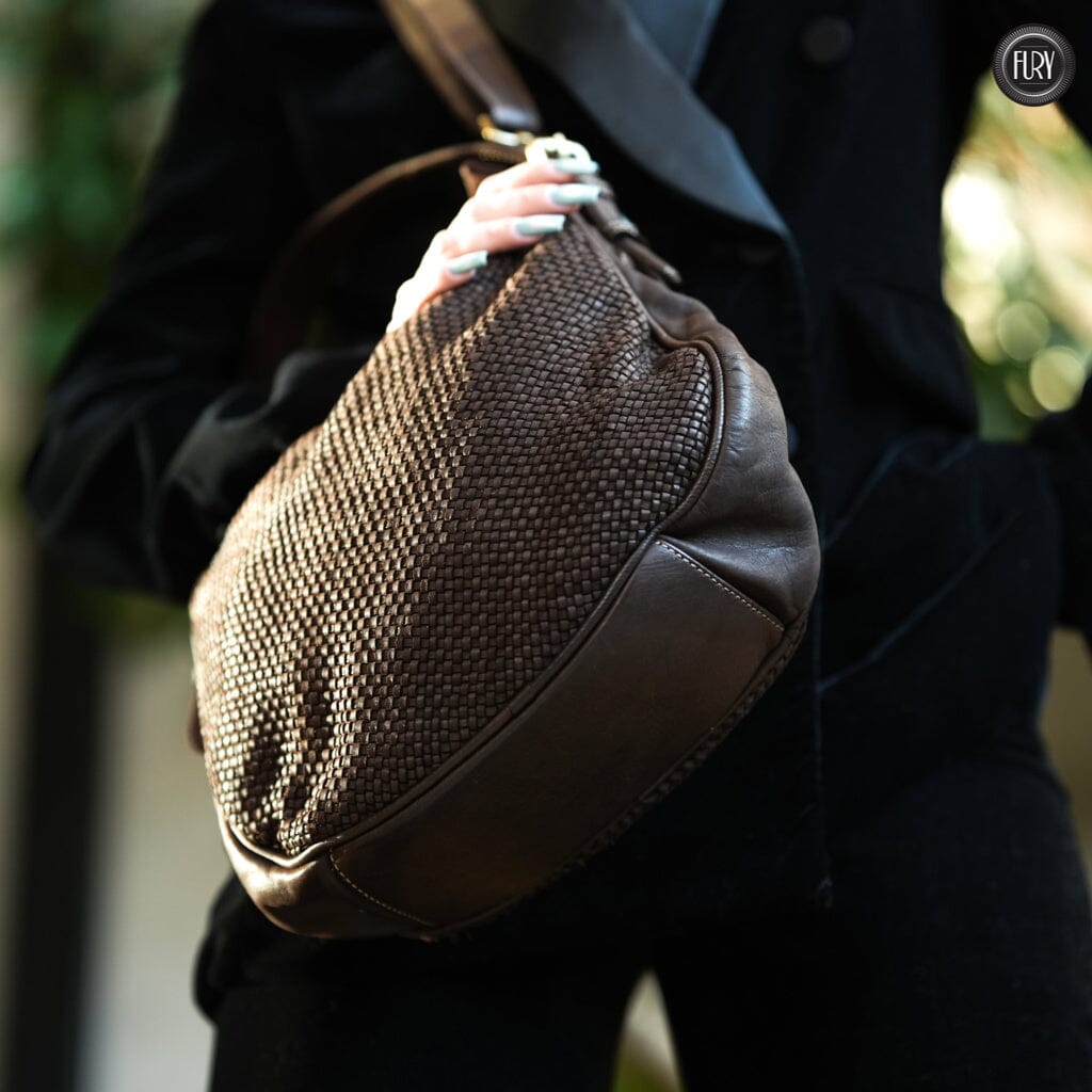 Borsa a spalla Ginger in pelle intrecciata - Fury