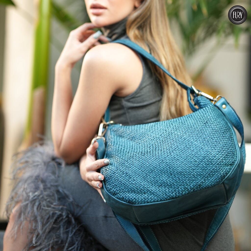 Borsa a spalla Ginger in pelle intrecciata - Fury