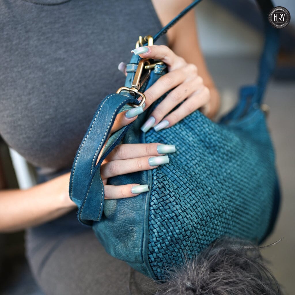 Borsa a spalla Ginger in pelle intrecciata - Fury