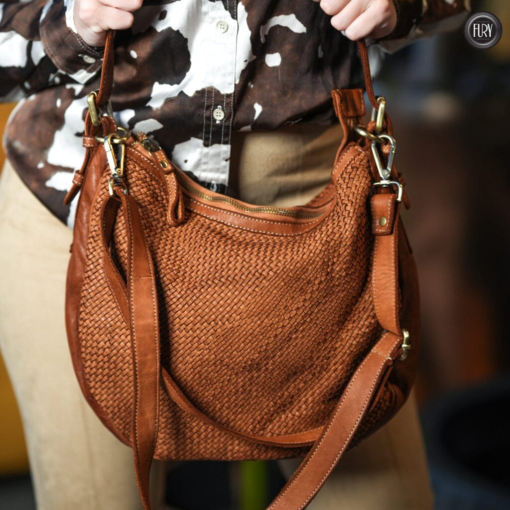 Borsa a spalla Ginger in pelle intrecciata - Fury