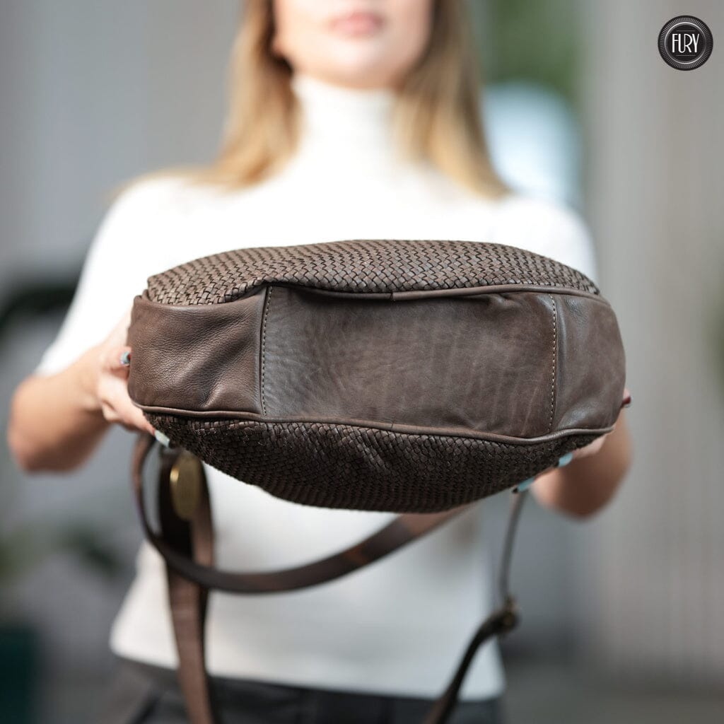 Borsa a spalla Ginger in pelle intrecciata Fury