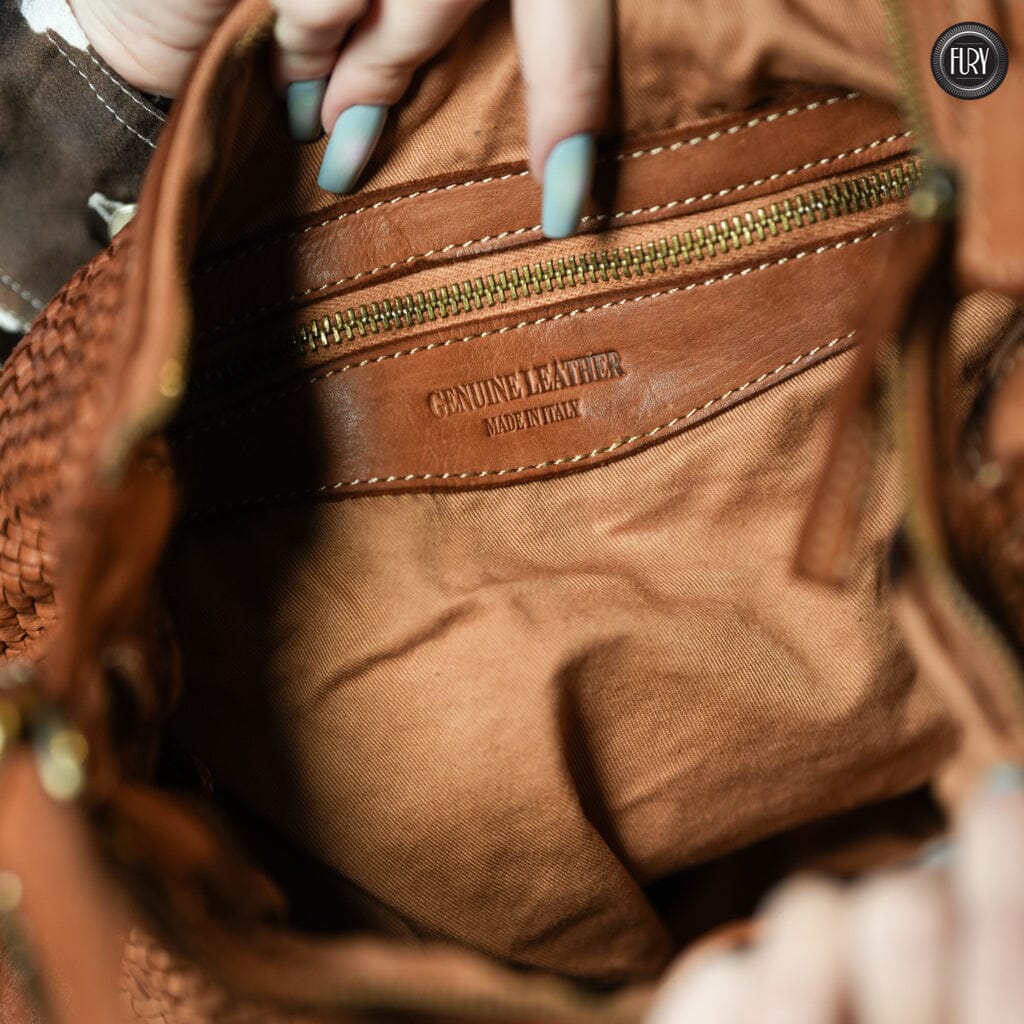 Borsa a spalla Ginger in pelle intrecciata Fury