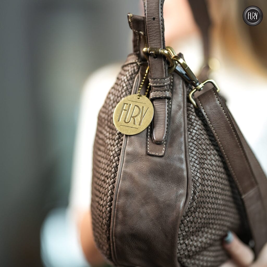 Borsa a spalla Ginger in pelle intrecciata Fury