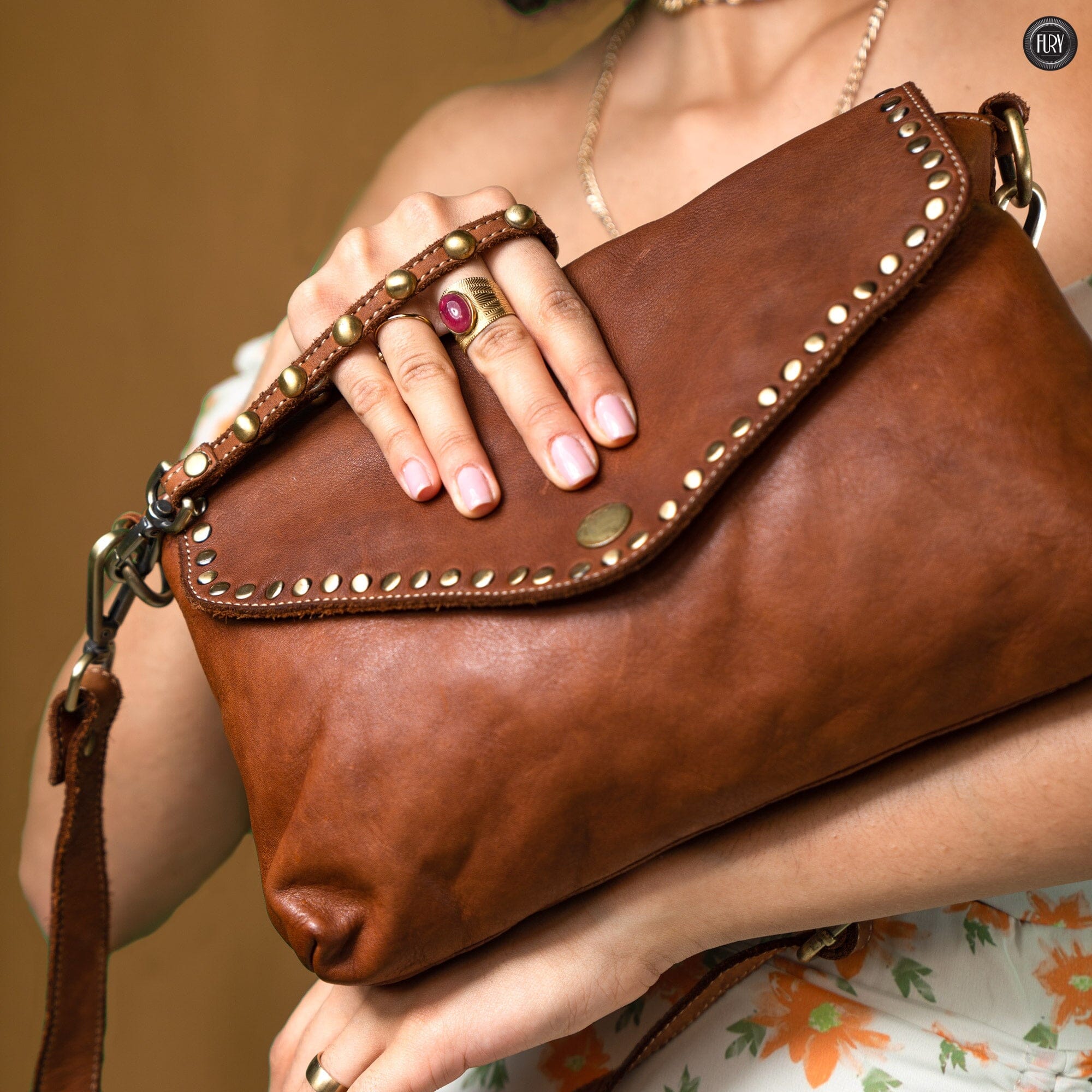 Pochette large in pelle Fury Bags