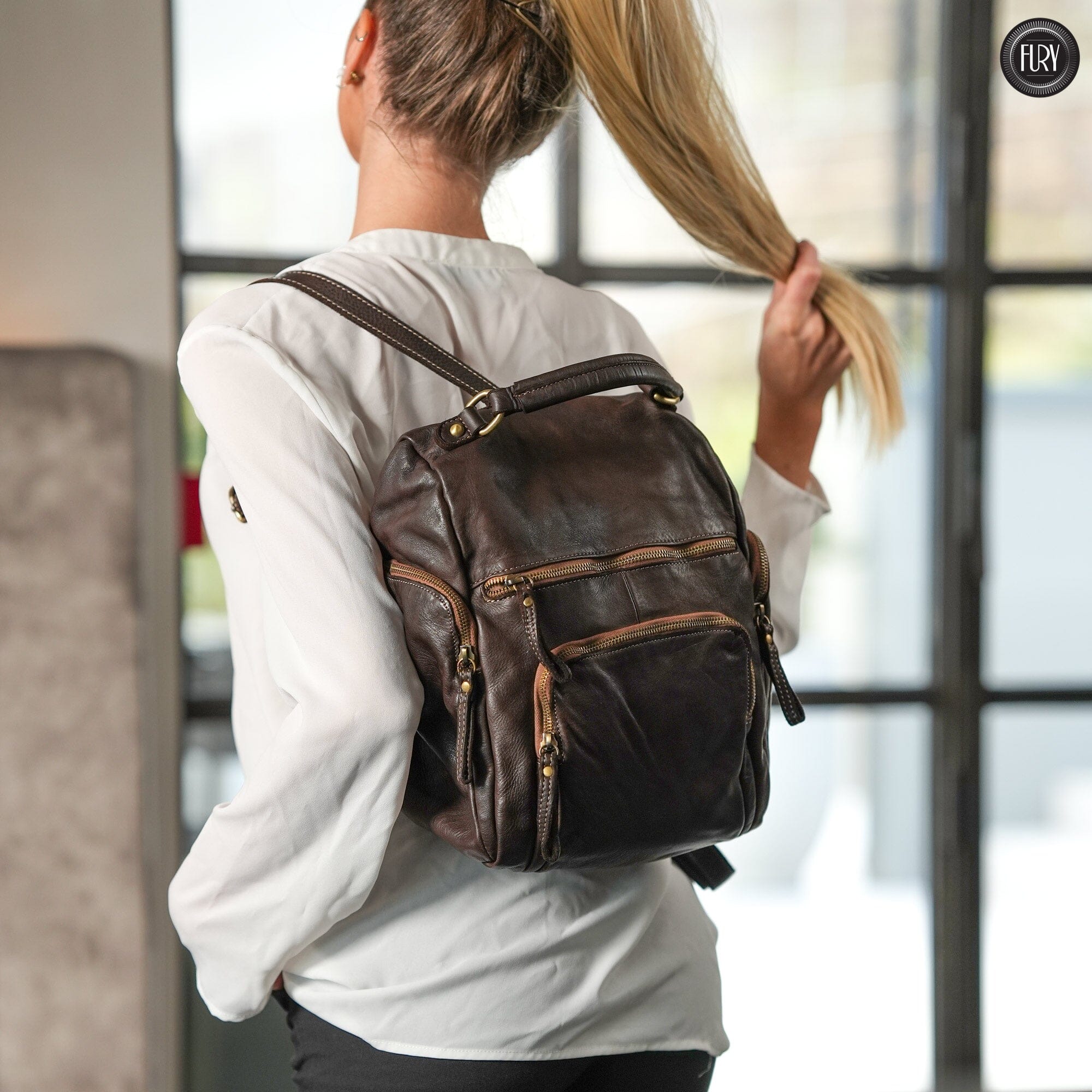 Zainetto multitasche in pelle Fury Bags