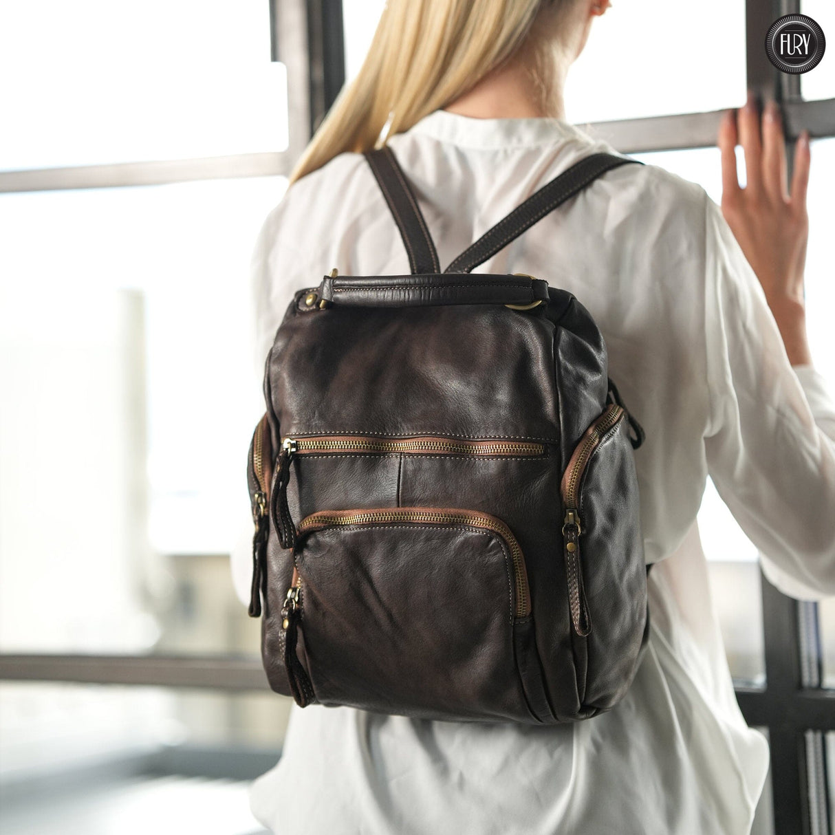 Zainetto multitasche in pelle Fury Bags