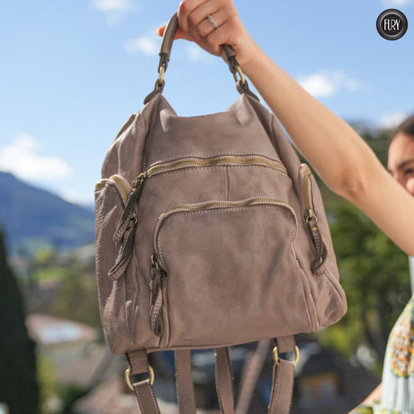 Zainetto multitasche in pelle Fury Bags #colore_taupe