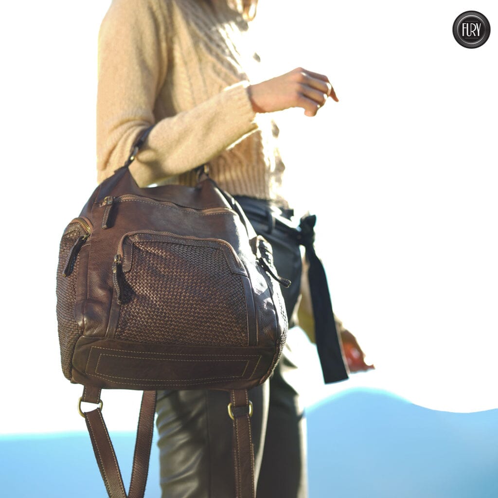 Zainetto Volterra in pelle intrecciata - Preordine - Fury