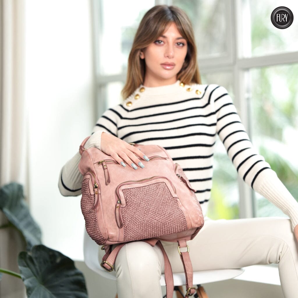 Zainetto Volterra in pelle intrecciata - Preordine - Fury