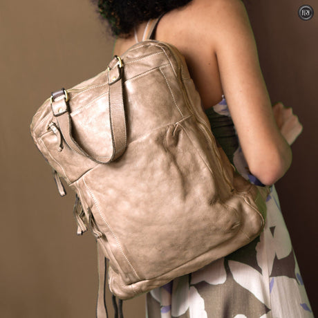 Zaino Daily unisex in pelle Fury Bags Beige