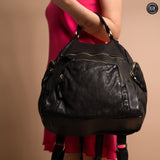 Multi-pocket leather backpack