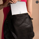 Multi-pocket leather backpack