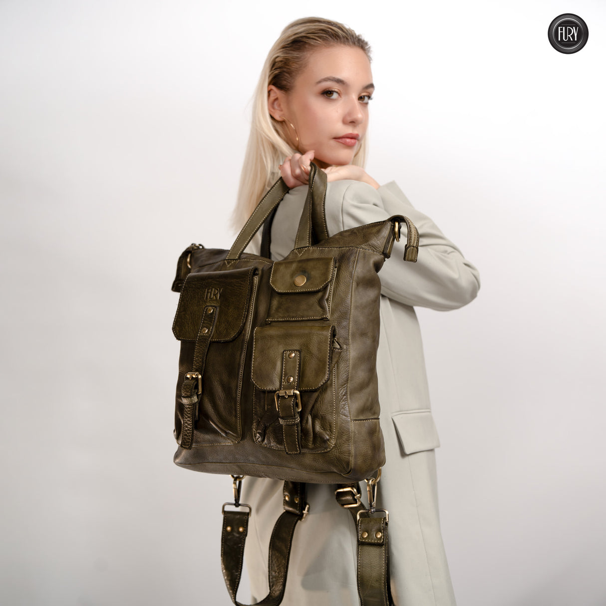 Lucca backpack in leather