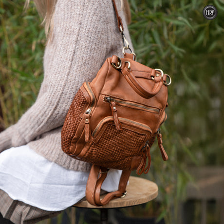Zainetto a borsa Volterra in pelle intrecciata
