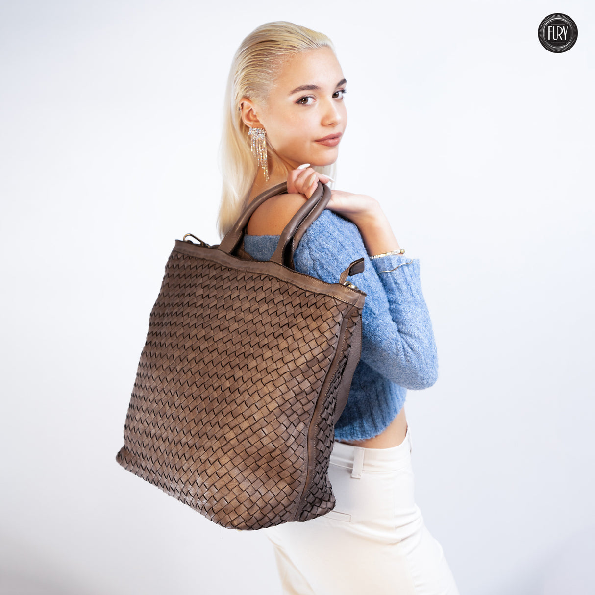 Virginia maxi bag in woven leather