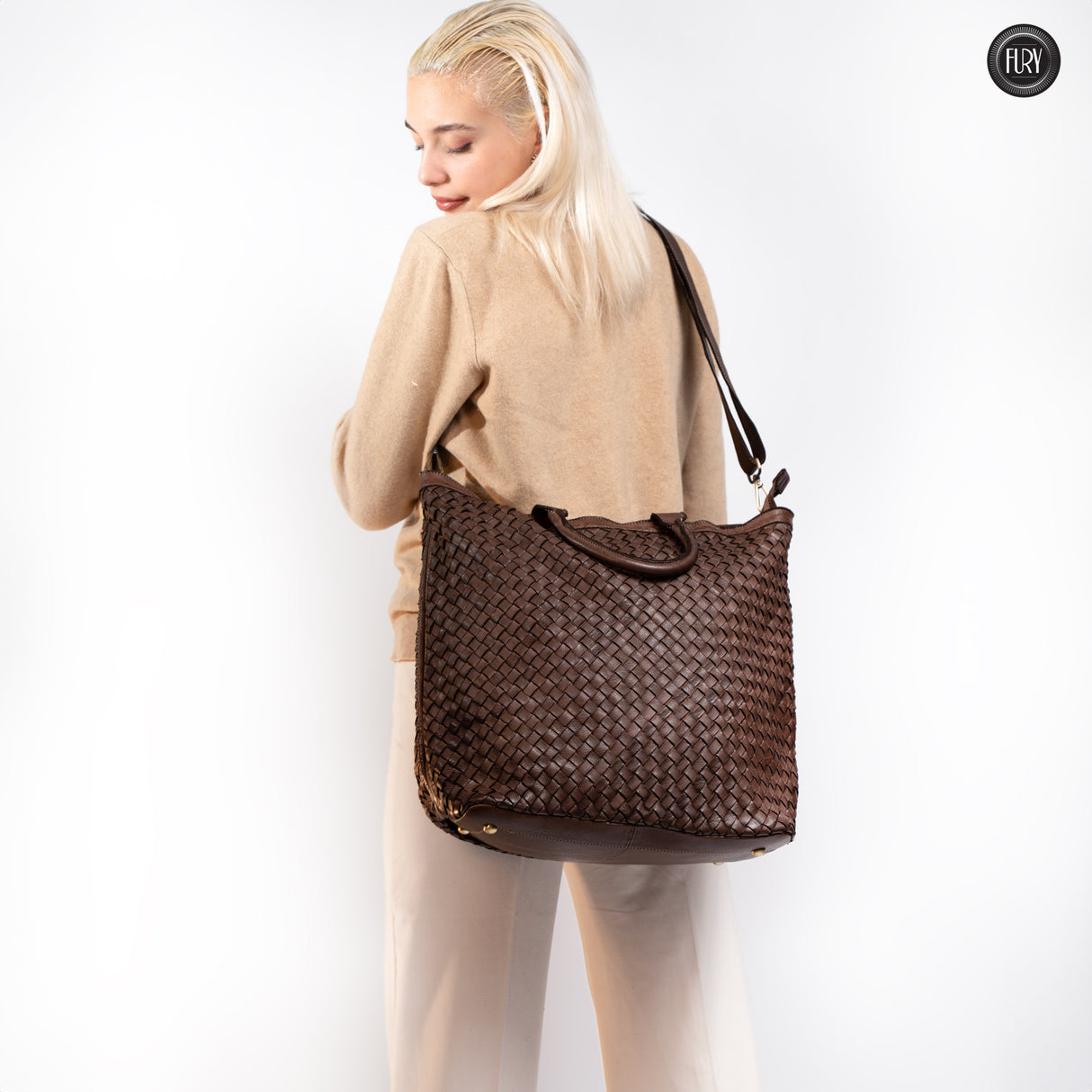 Virginia maxi bag in woven leather