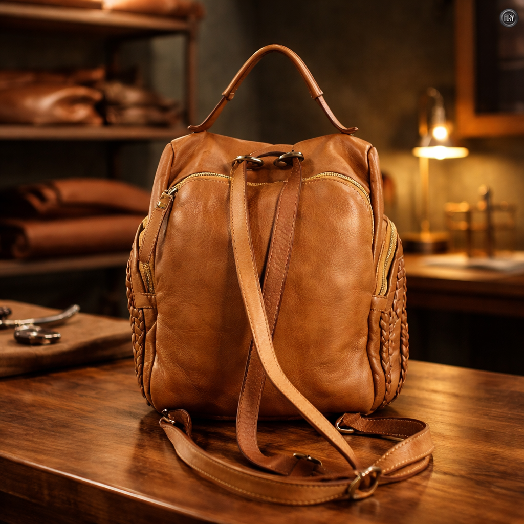 Zainetto Volterra reversibile in pelle intrecciata