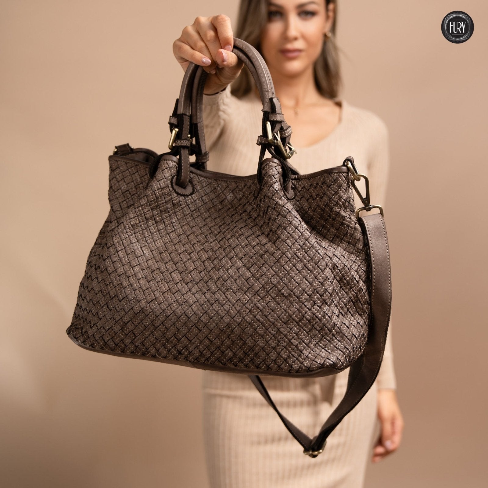 Borsa Agata in pelle intrecciata - Fury