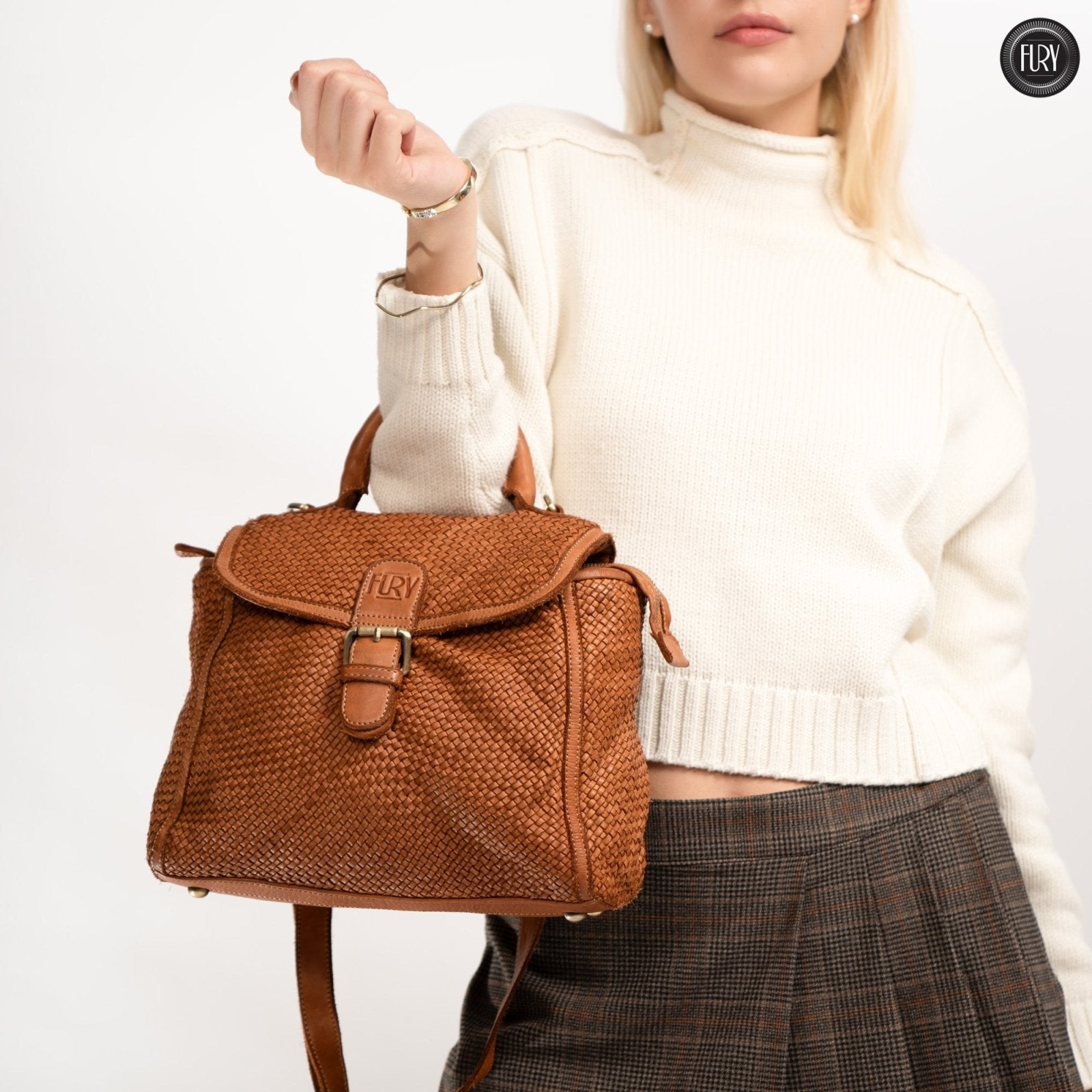 Borsa Camilla in pelle intrecciata - Fury