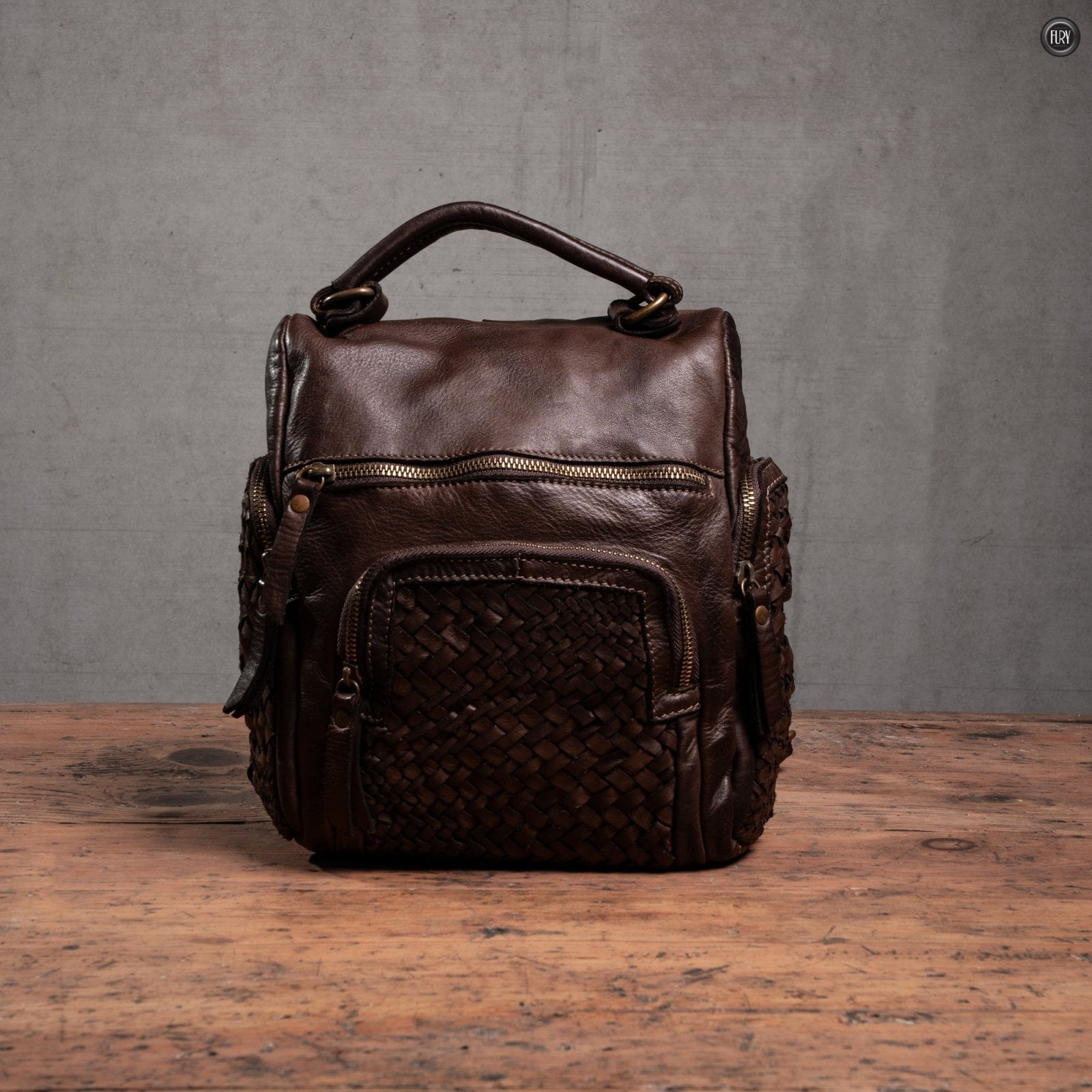 Zainetto Volterra reversibile in pelle intrecciata - Fury