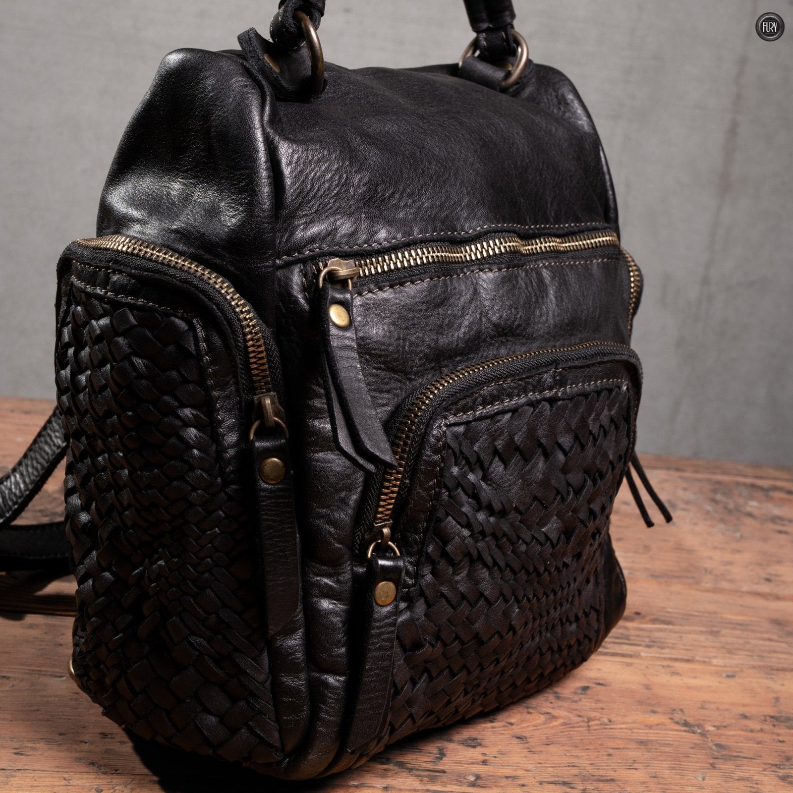 Zainetto Volterra reversibile in pelle intrecciata - Fury