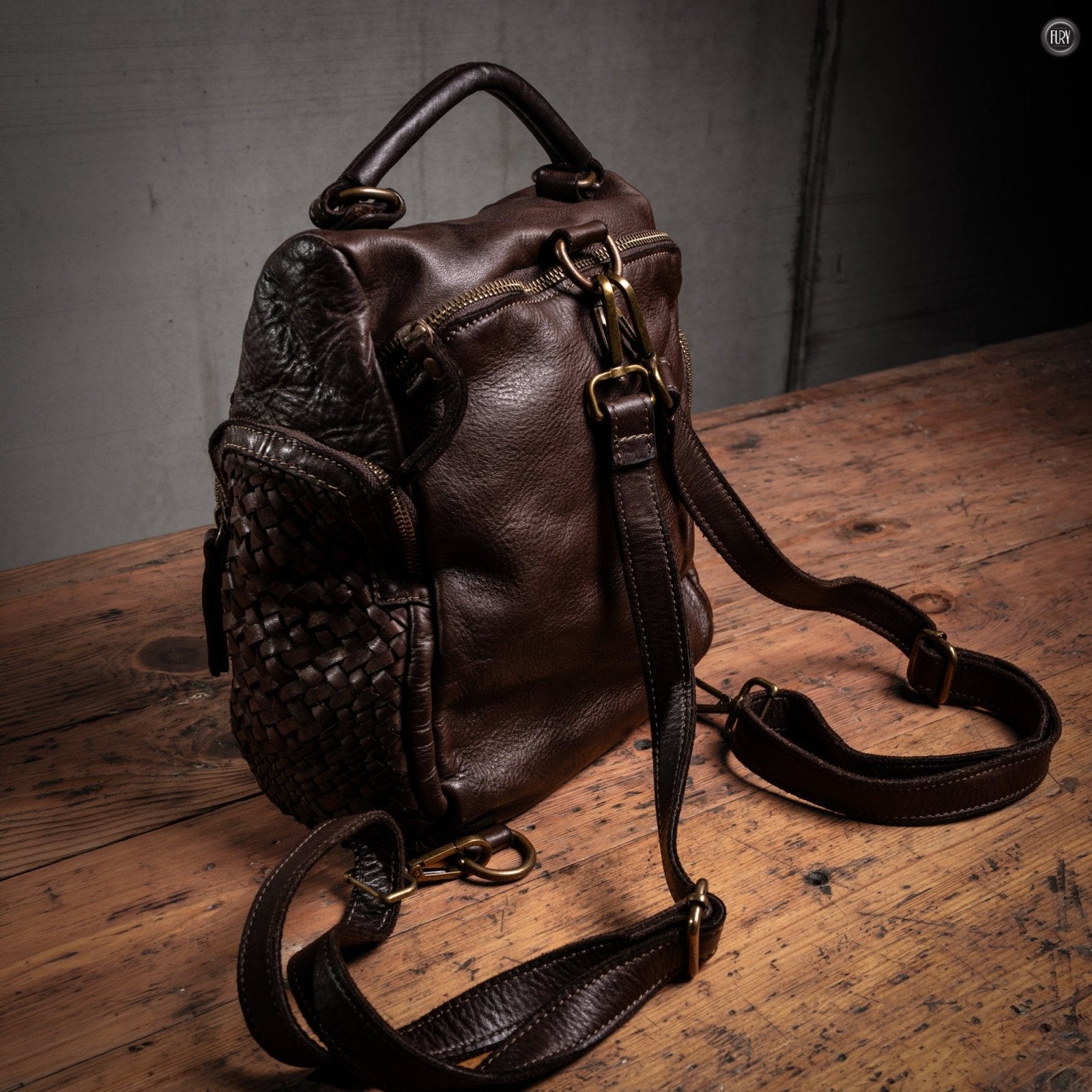 Zainetto Volterra reversibile in pelle intrecciata - Fury