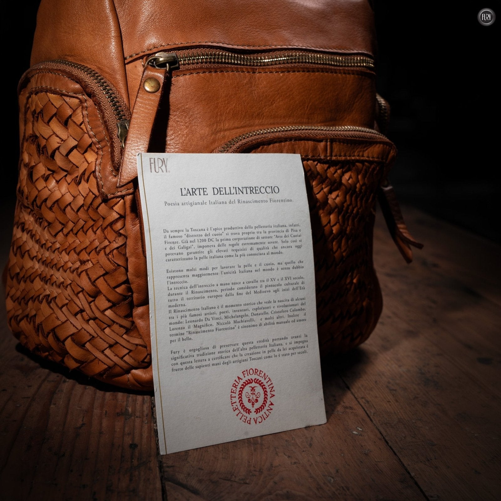 Zainetto Volterra reversibile in pelle intrecciata - Fury