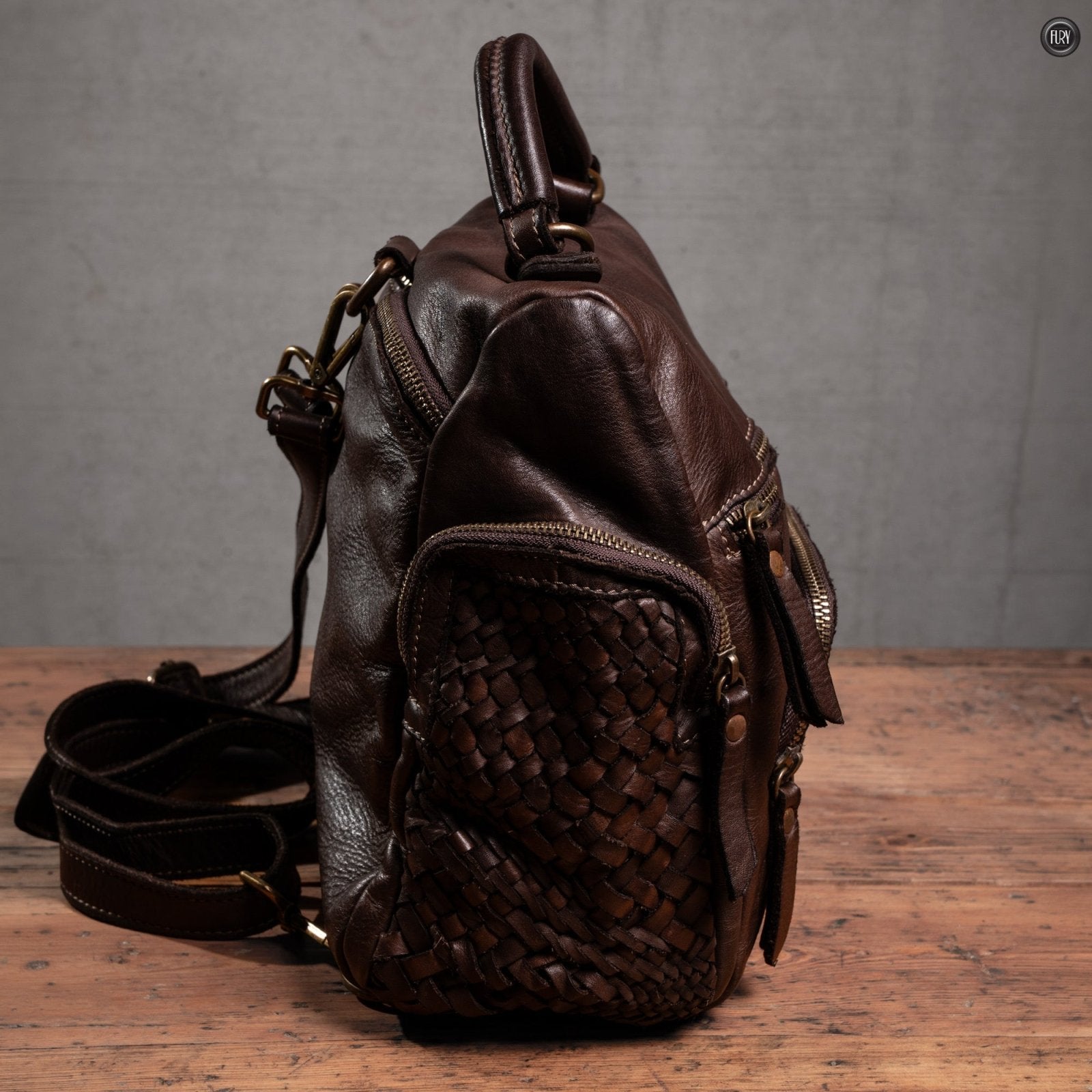 Zainetto Volterra reversibile in pelle intrecciata - Fury