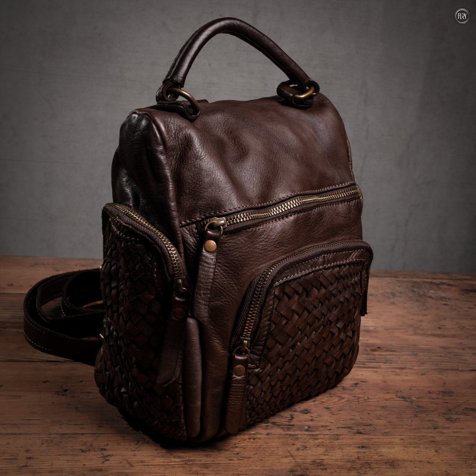 Zainetto Volterra reversibile in pelle intrecciata - Fury