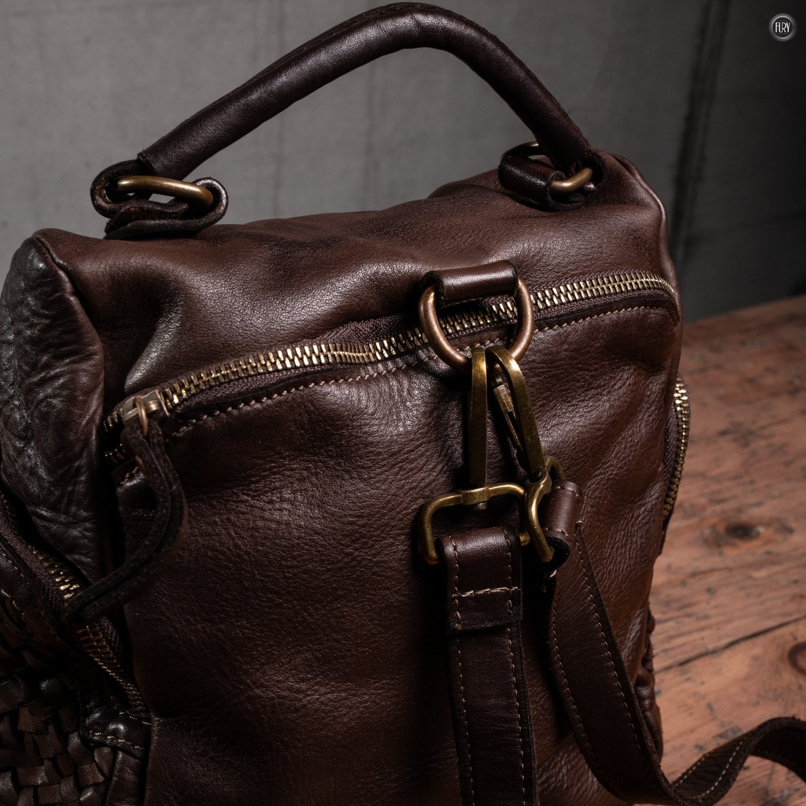 Zainetto Volterra reversibile in pelle intrecciata - Fury